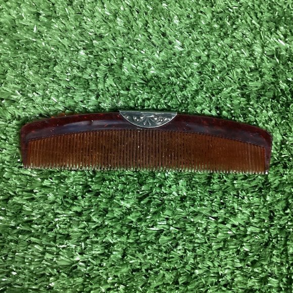 Antique Denmark Silverplate Compact Comb w/ Shell Case - Picture 3 of 14